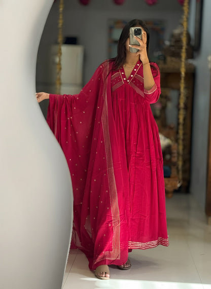 Beautiful Anarkali Kurti with Original Mirror and Embroidery Work