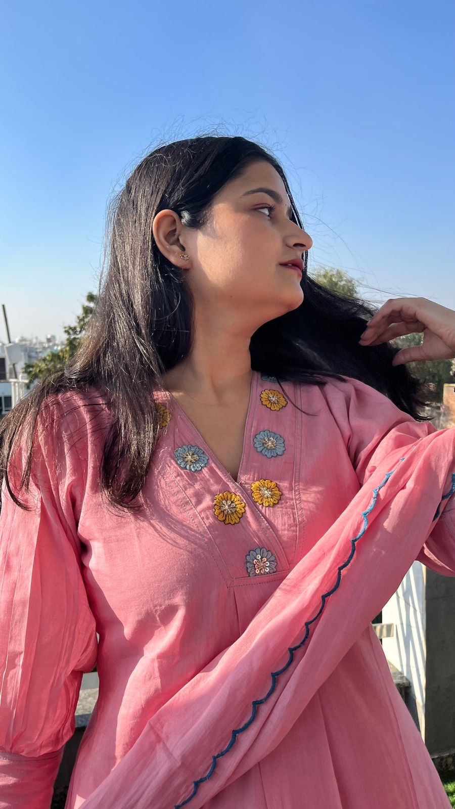 Elegant Pink Set Floral Kurta
