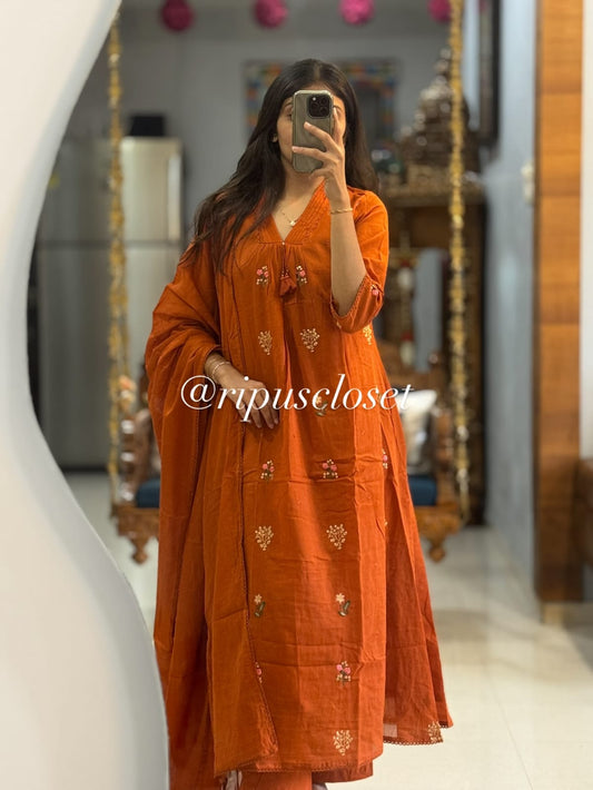 Beautiful A-line Kurti with Havy Embroidery Work