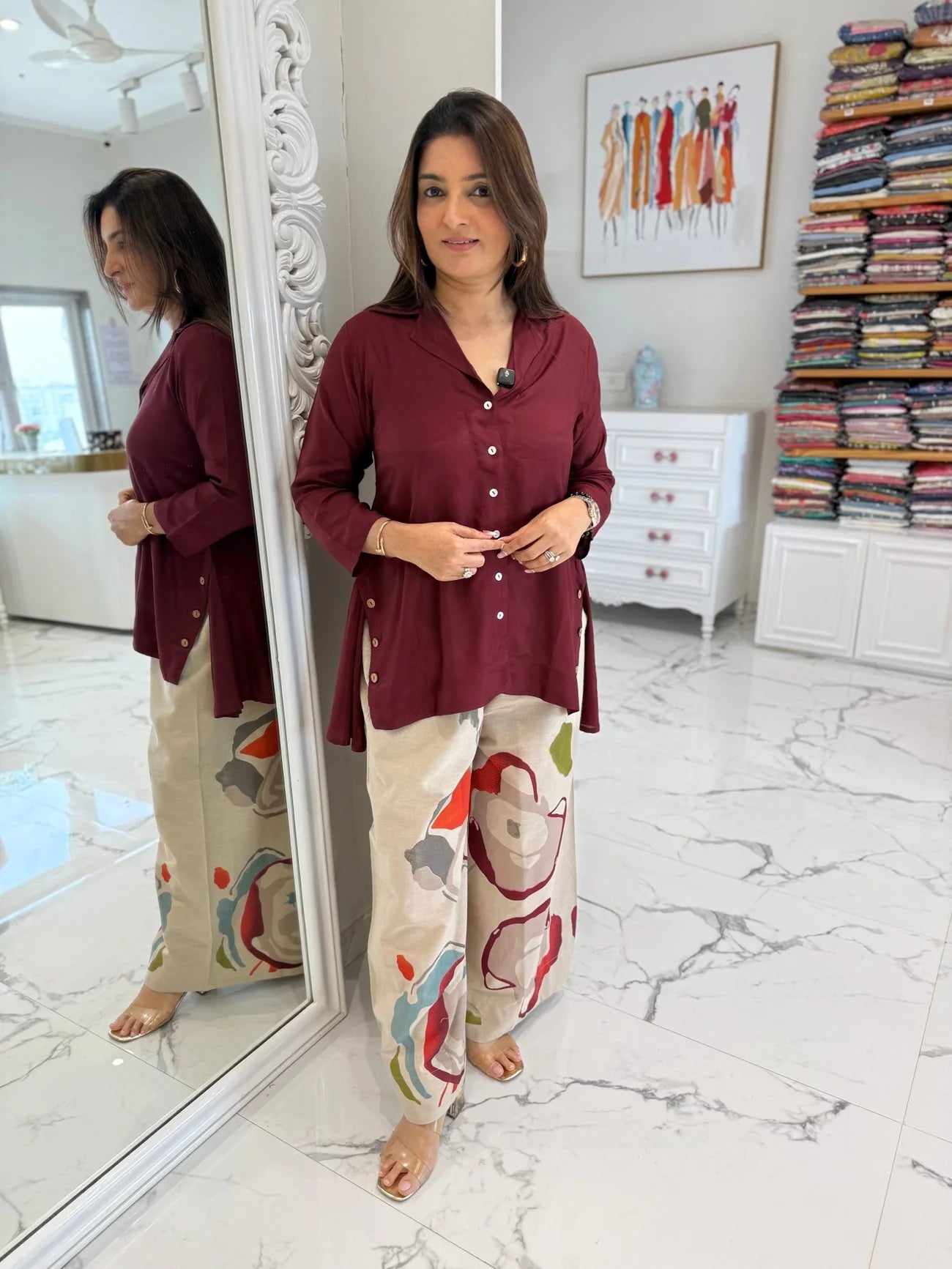 Maroon Boho Co-ord Set