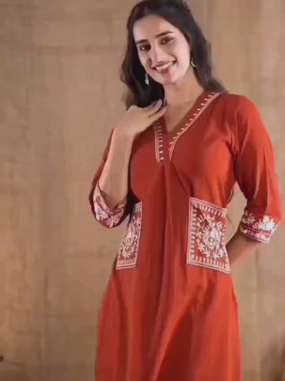 Elegant Sky Blue Embroidered Cotton Kurta Set